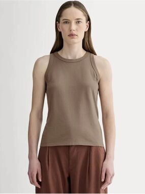 Everlane Essential Crewneck Cotton Tank in Mocha, NWT, Size XXL